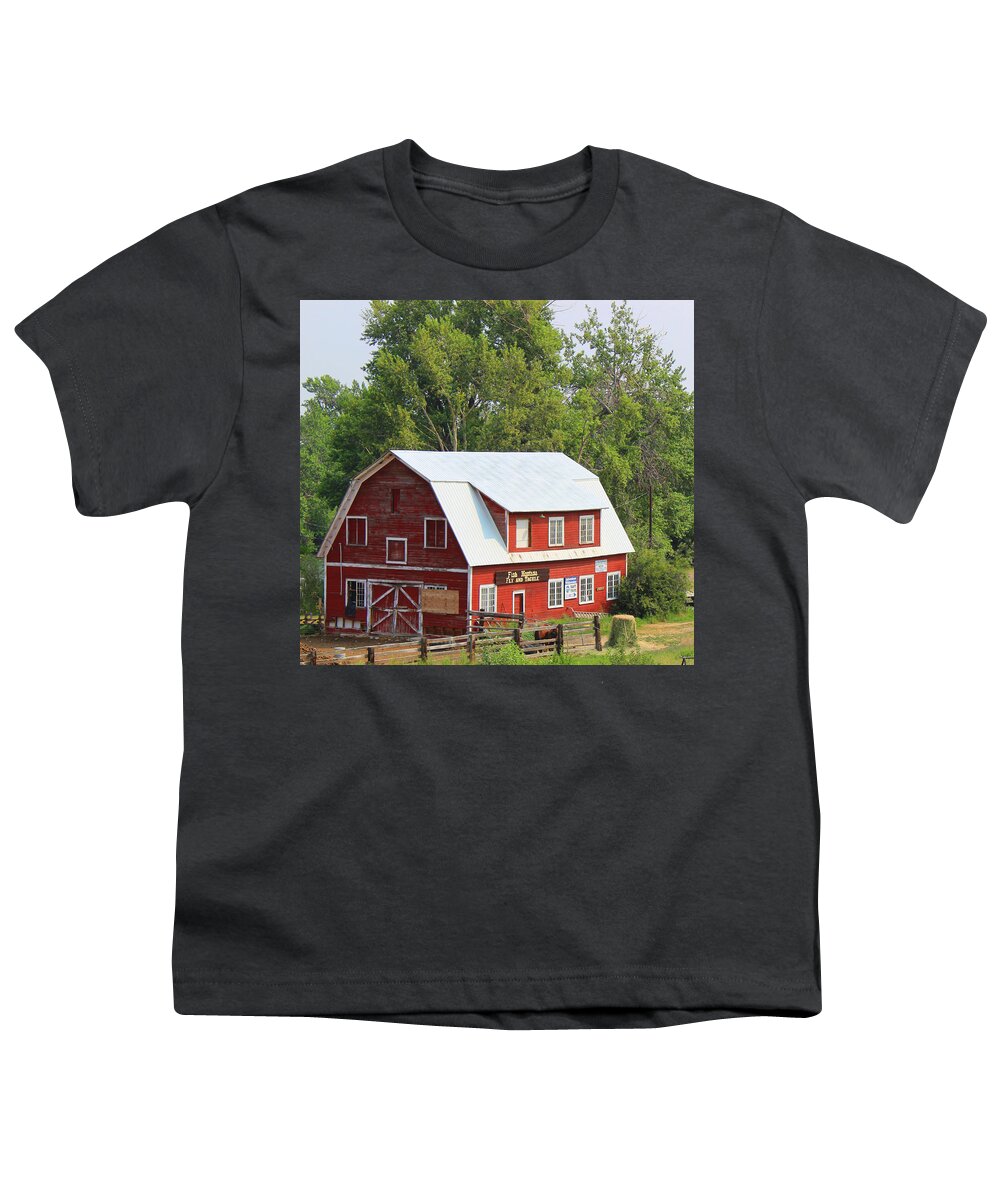 Barn Youth T-Shirt featuring the photograph Red Barn by Cathy Anderson