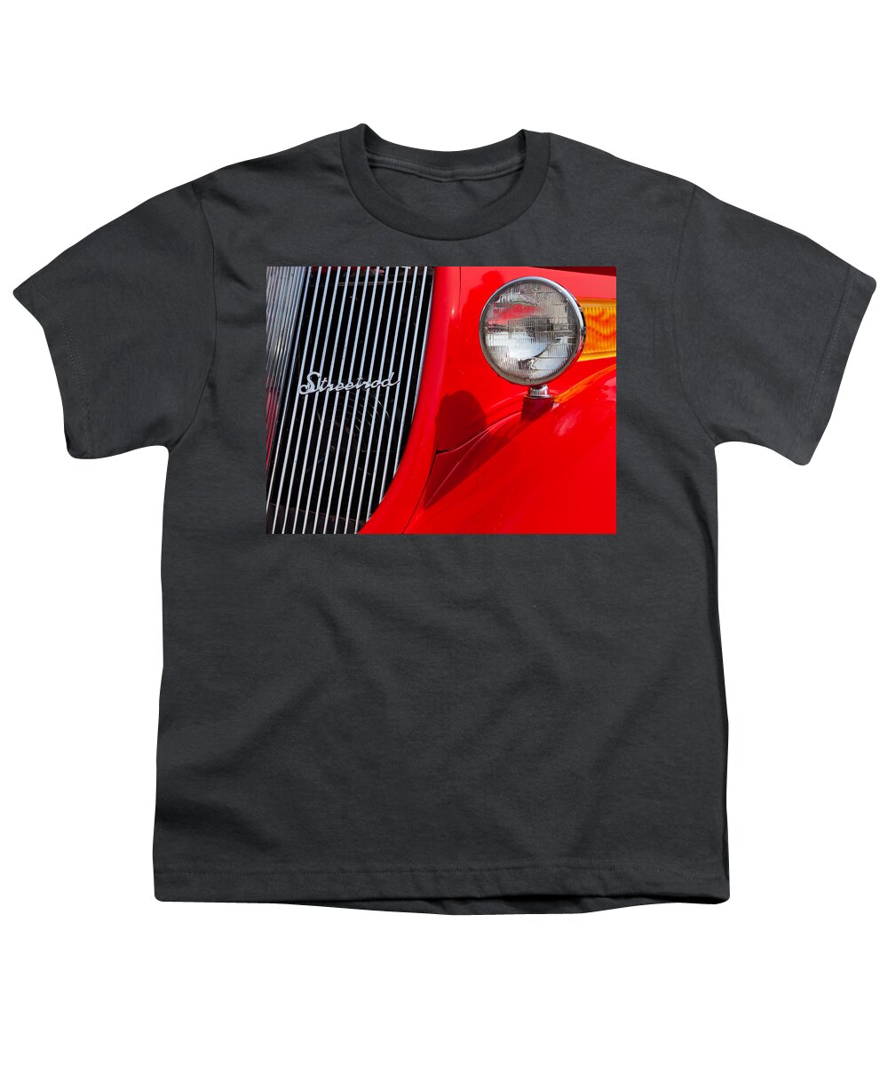 Headlight Youth T-Shirt featuring the photograph Red Streetrod by Alexey Stiop