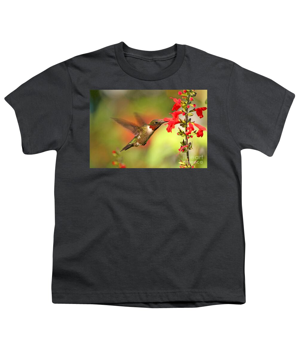 Ruby Throat Hummingbird Photography Youth T-Shirt featuring the photograph Ruby Throat Hummingbird Photo by Luana K Perez