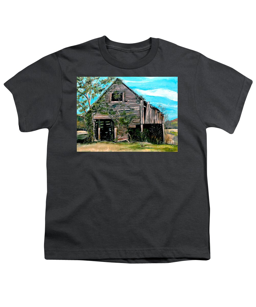 Tennessee Barn Youth T-Shirt featuring the painting Rustic Barn - Mooresburg - Tennessee by Jan Dappen