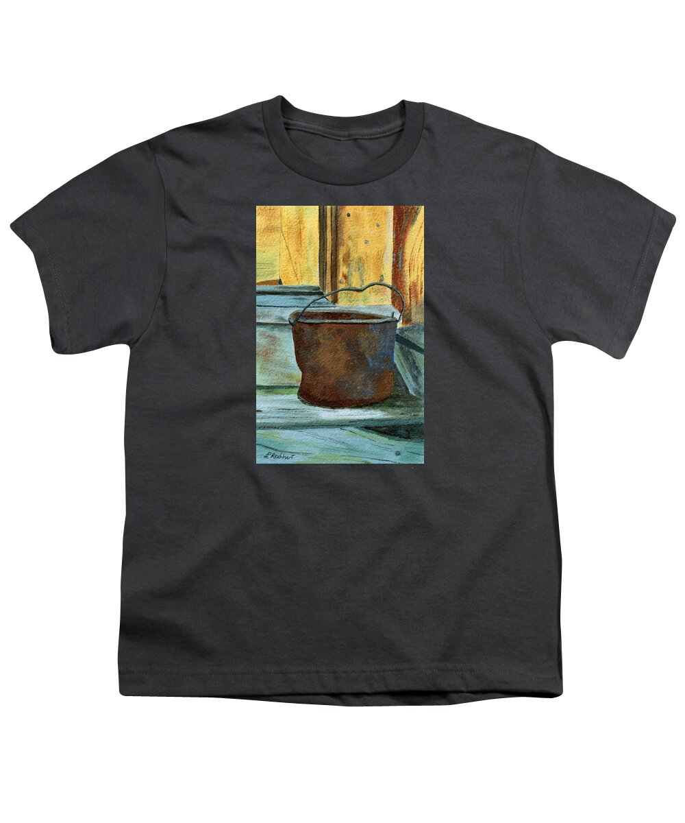 Bucket Youth T-Shirt featuring the painting Rusty Bucket by Lynne Reichhart