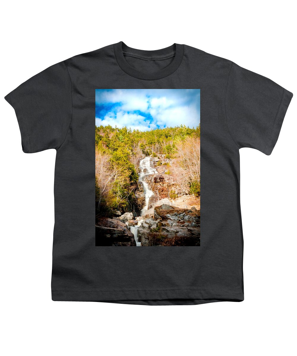 Crawford Notch Youth T-Shirt featuring the photograph Silver Cascade by Greg Fortier