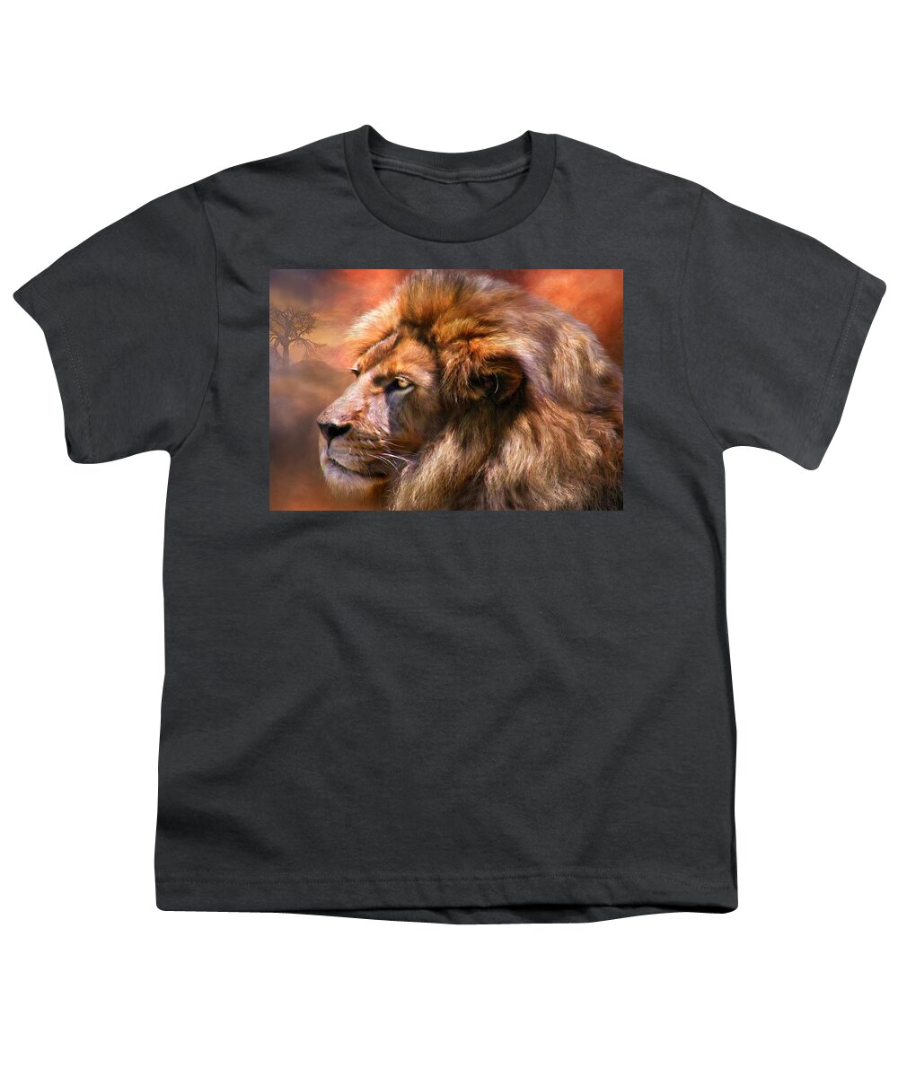 Lion Youth T-Shirt featuring the mixed media Spirit Of The Lion by Carol Cavalaris