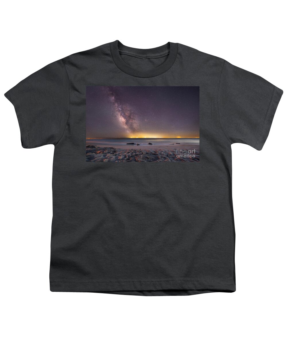 Milkyway Mike Youth T-Shirt featuring the photograph Stargazing On The Beach by Michael Ver Sprill