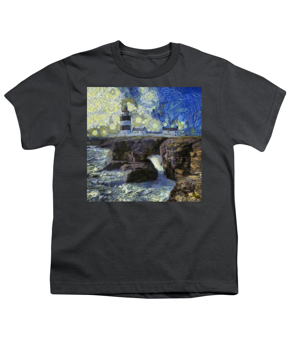 Hook Youth T-Shirt featuring the photograph Starry Hook Head Lighthouse by Nigel R Bell