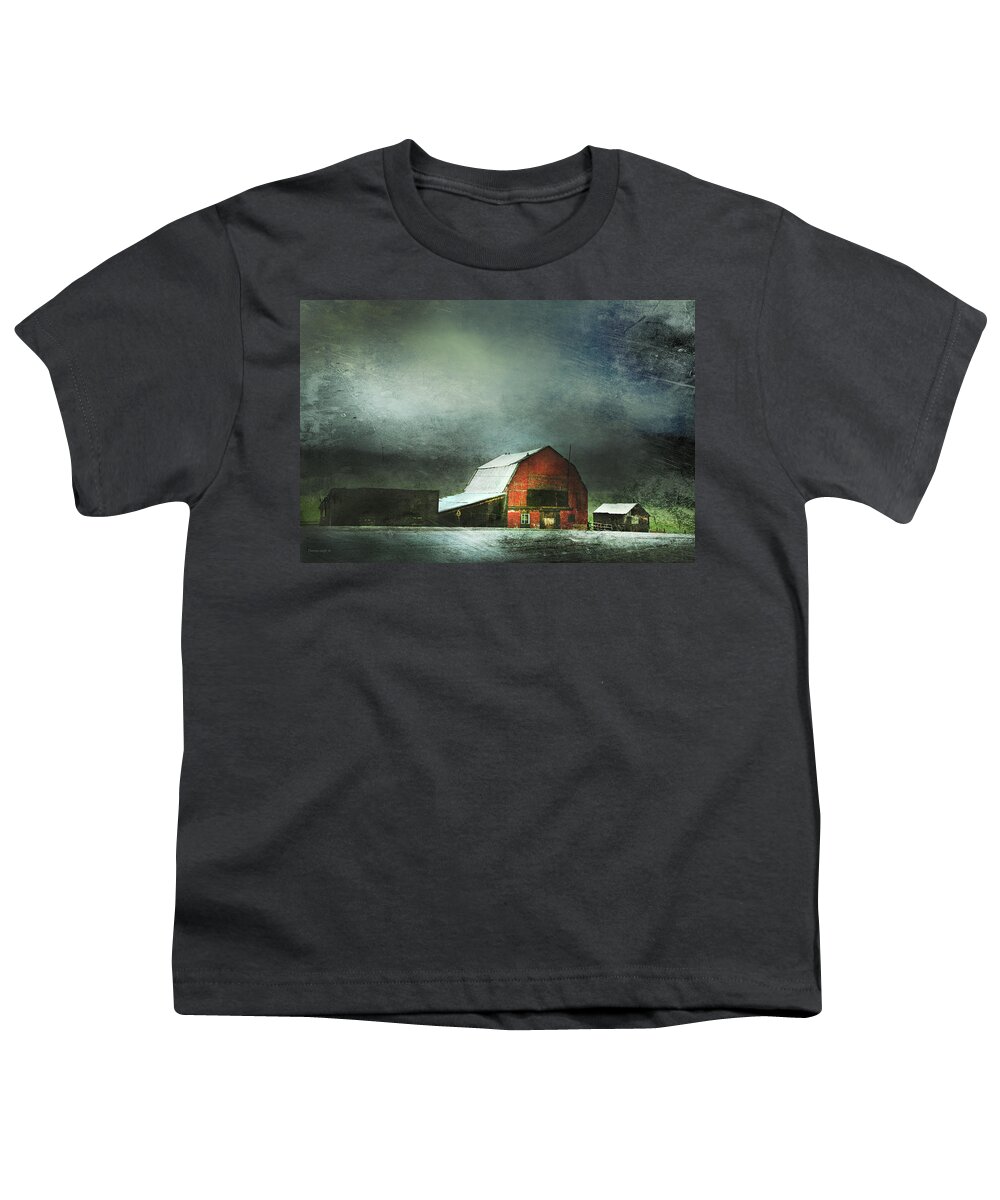 Red Barn Youth T-Shirt featuring the photograph Storm by Theresa Tahara