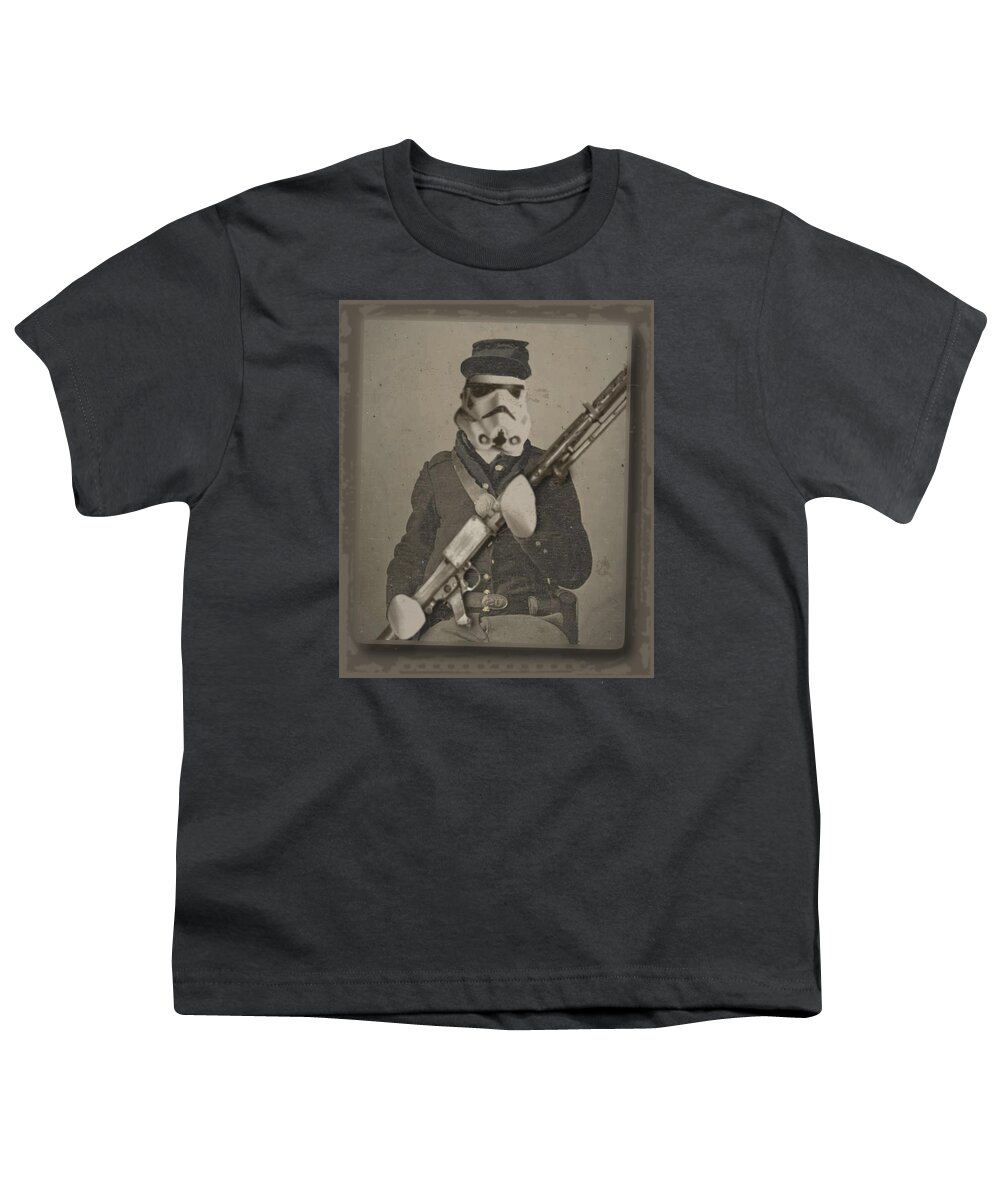 Storm Trooper Youth T-Shirt featuring the painting Storm Trooper Star Wars Antique Photo by Tony Rubino