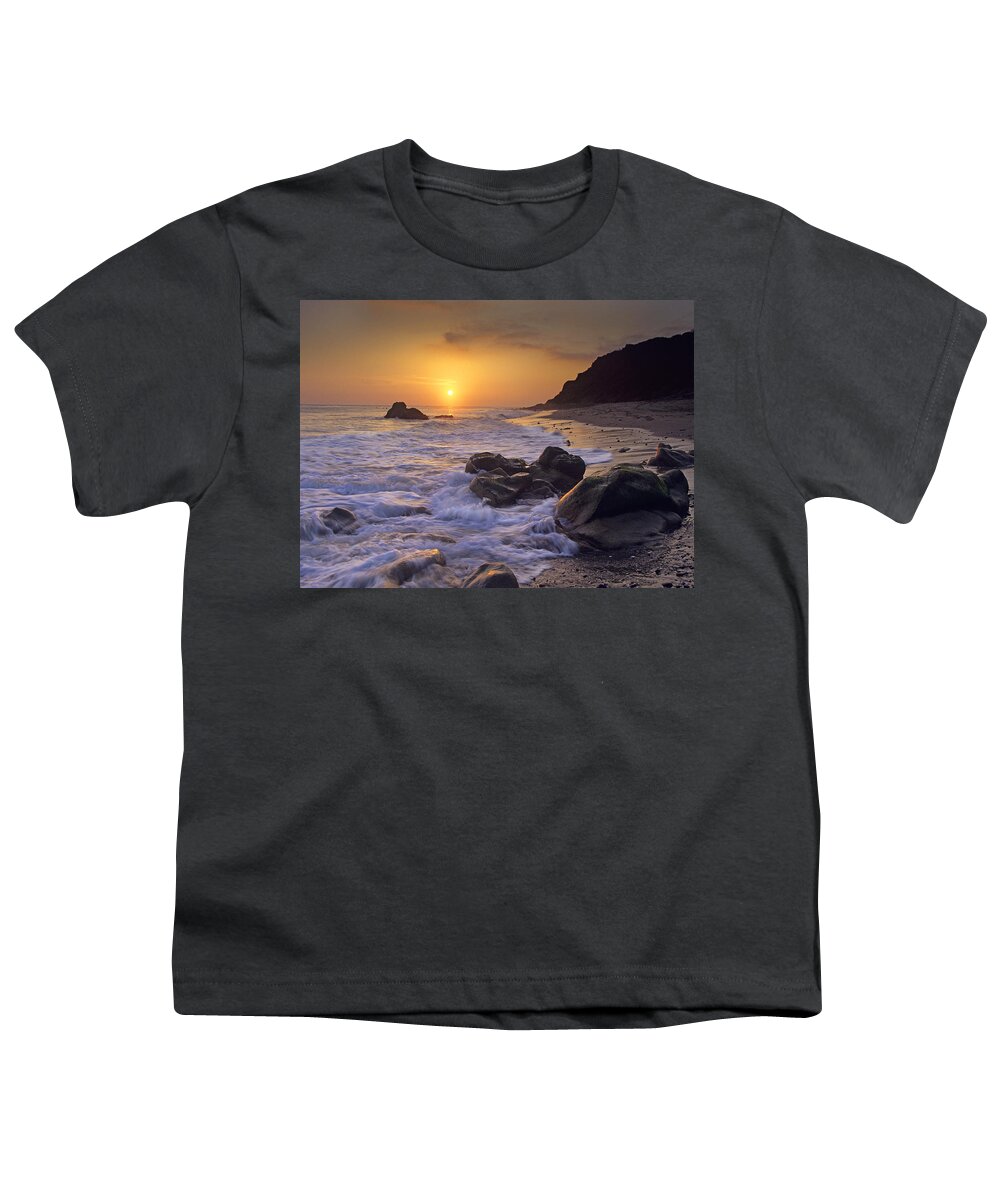 00175832 Youth T-Shirt featuring the photograph Sunset Over Leo Carillo State Beach by Tim Fitzharris