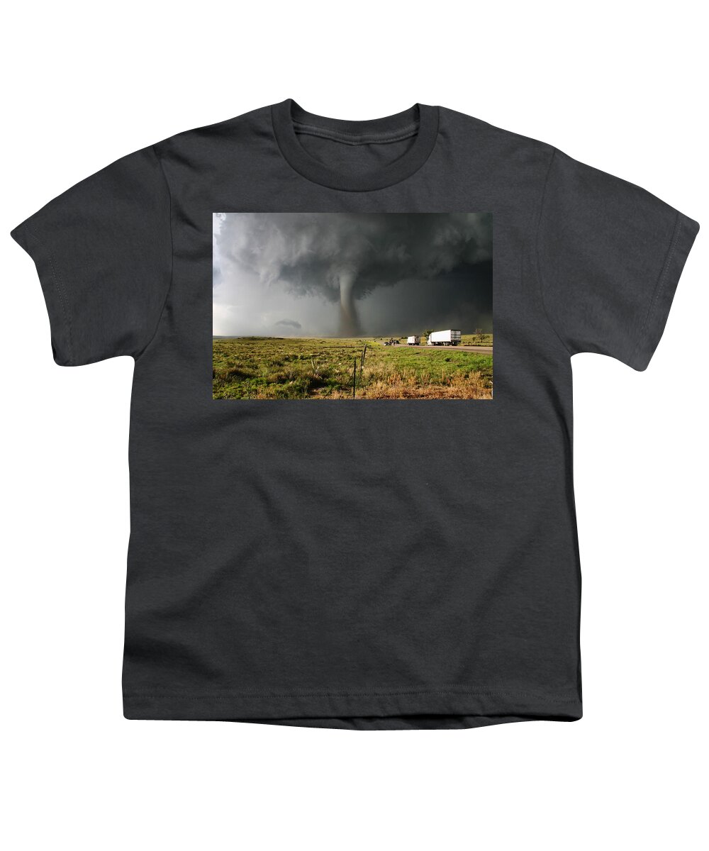 Atmosphere Youth T-Shirt featuring the photograph Supercell And Trucks by Jason Persoff Stormdoctor