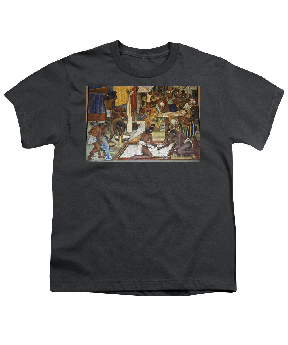 Art Youth T-Shirt featuring the painting Tarascan Culture By Diego Rivera by C.r. Sharp