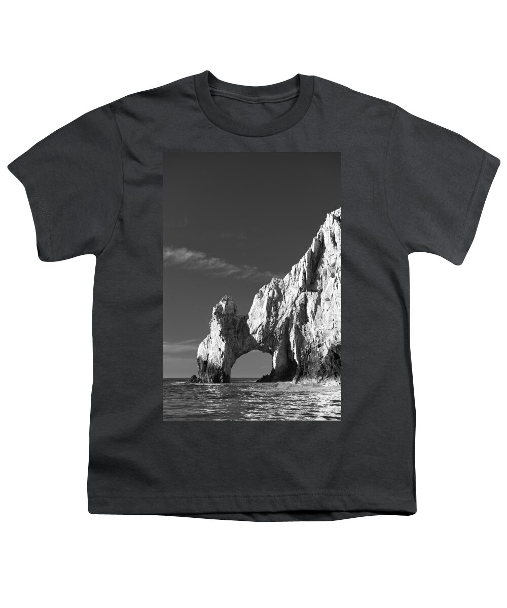 Los Cabos Youth T-Shirt featuring the photograph The Arch in Black and White by Sebastian Musial