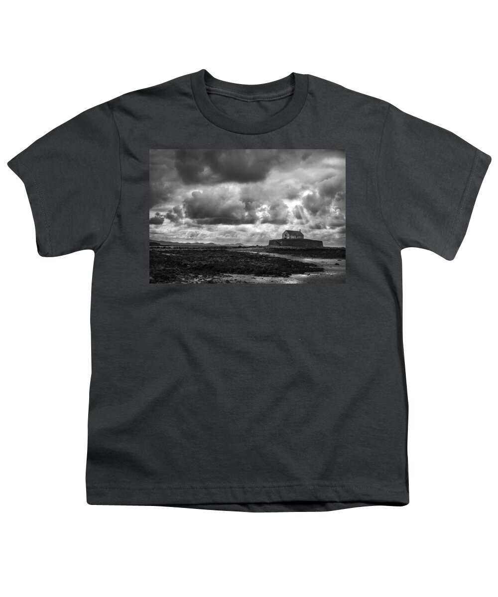 St Cwyfan Youth T-Shirt featuring the photograph The Church in the Sea by Mal Bray
