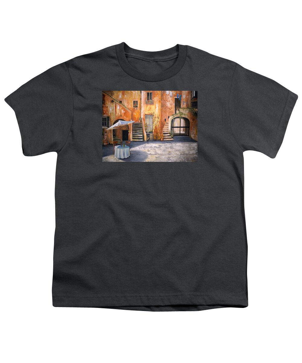 Rome Youth T-Shirt featuring the painting The Courtyard by Alan Lakin