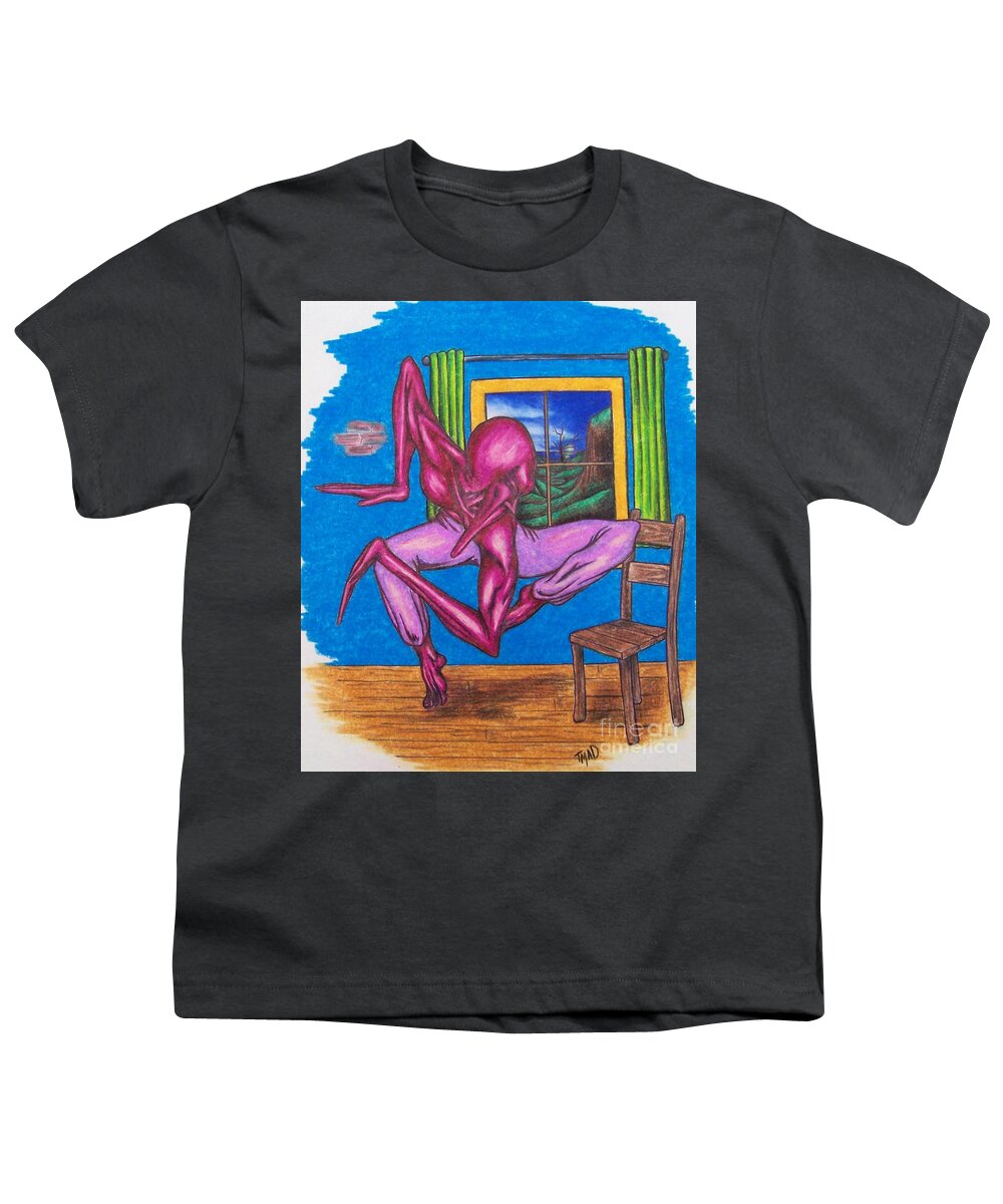 Tmad Youth T-Shirt featuring the drawing The Dancer by Michael TMAD Finney