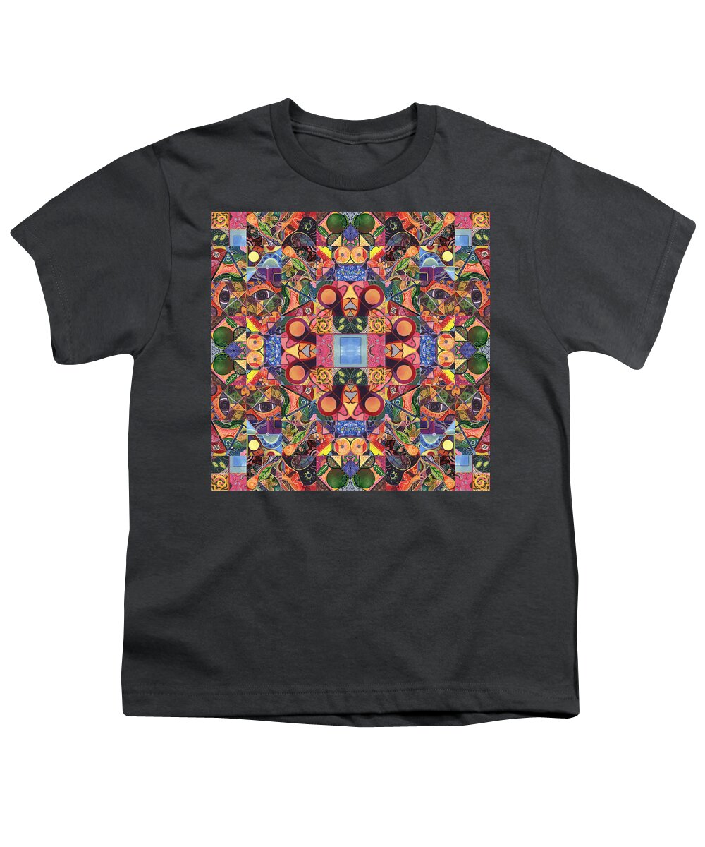 Abstract Youth T-Shirt featuring the digital art The Joy of Design Mandala Series Puzzle 2 Arrangement 5 by Helena Tiainen