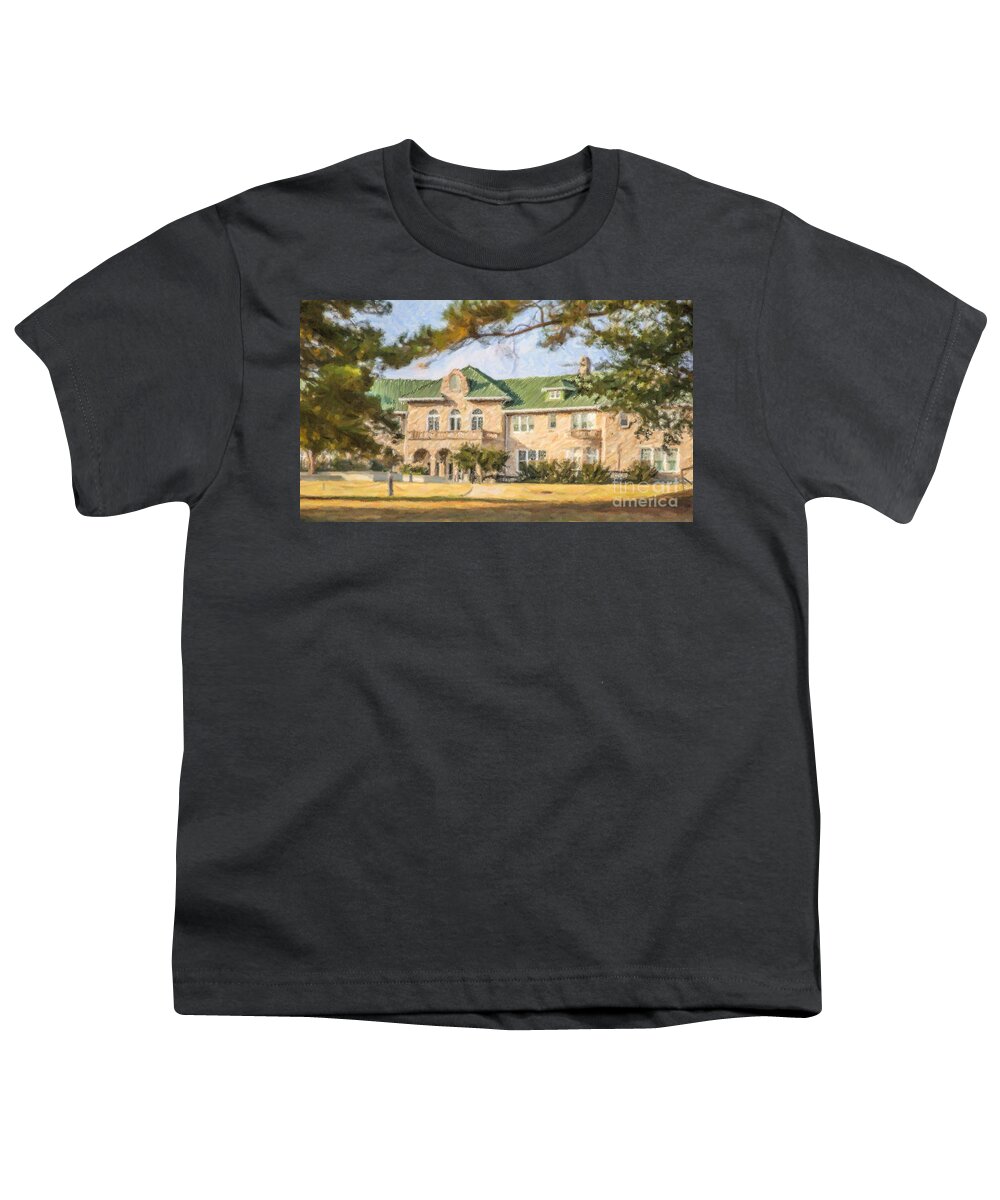 The Pink Palace Youth T-Shirt featuring the digital art The Pink Palace Museum Memphis Tn USA by Liz Leyden