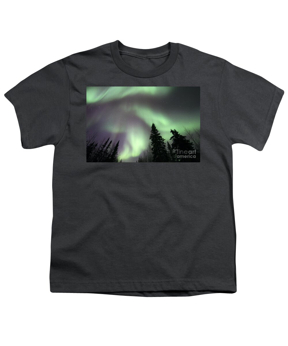 Aurora Borealis Youth T-Shirt featuring the photograph The Spirits Are Dancing by Priska Wettstein