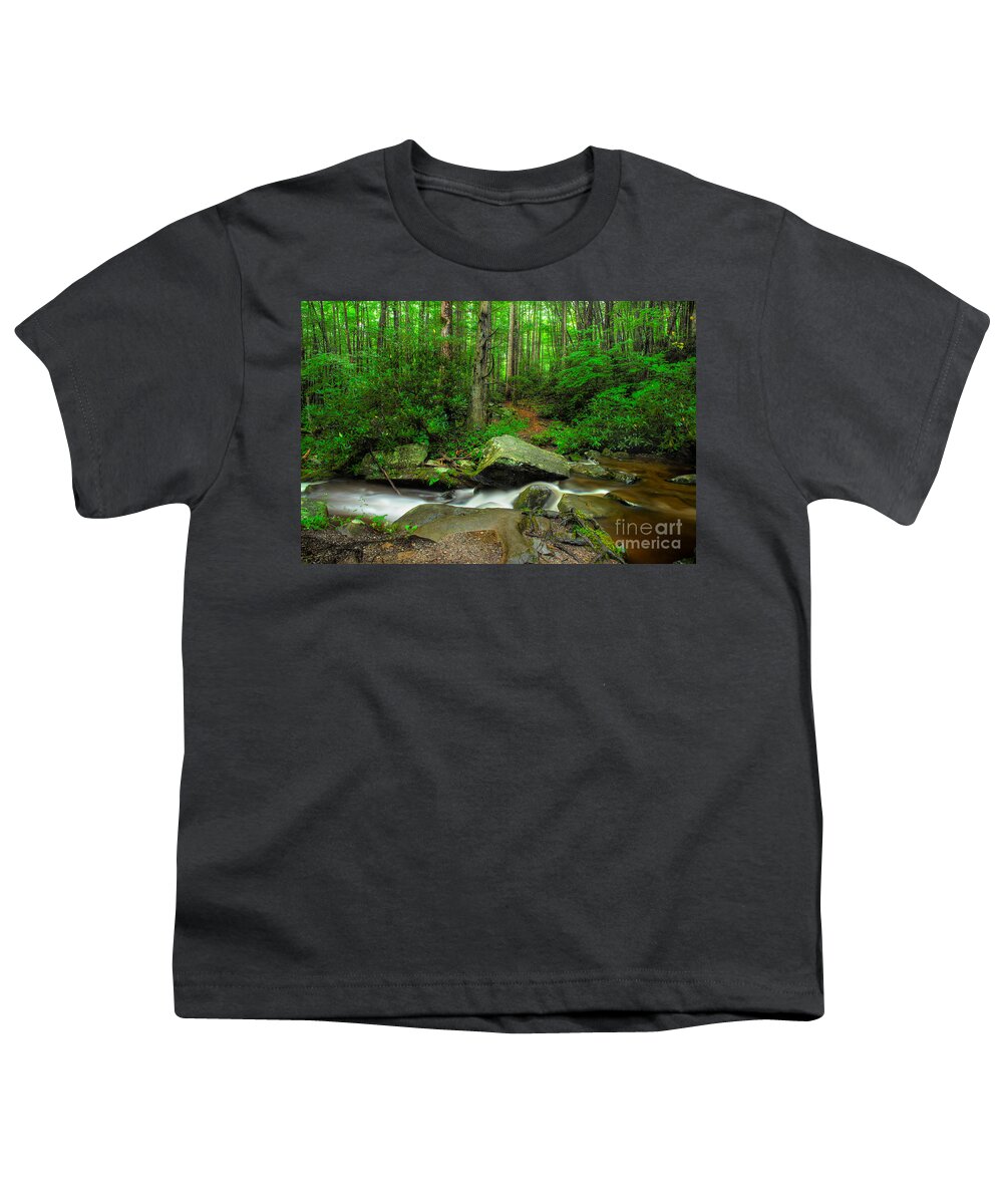 Smoky Mountain Stream Youth T-Shirt featuring the photograph The Trail Continues by Michael Eingle