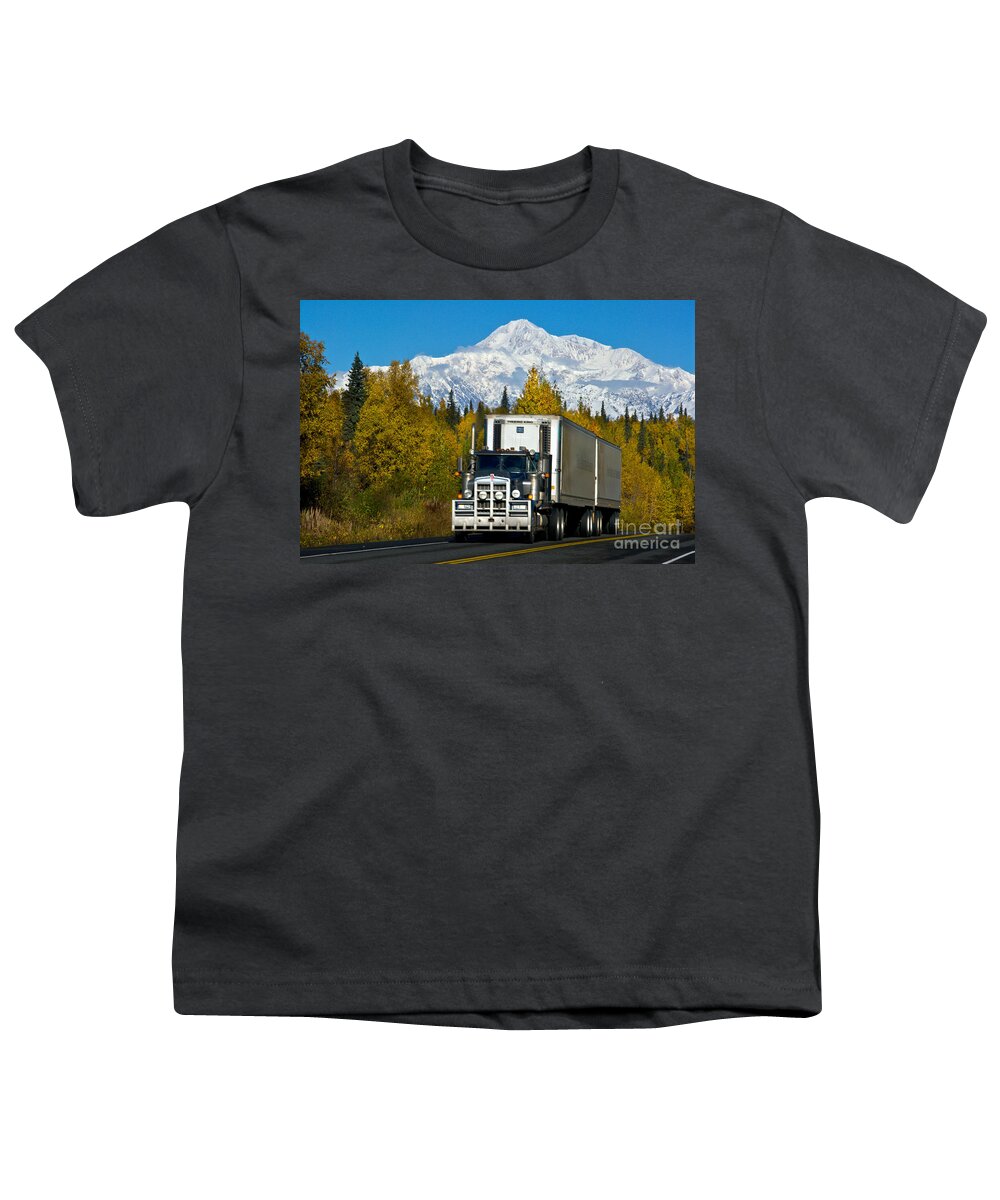 Tractor-trailer Youth T-Shirt featuring the photograph Tractor-trailer by Mark Newman