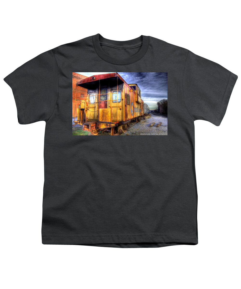 Train Youth T-Shirt featuring the photograph Train Caboose by Jonny D