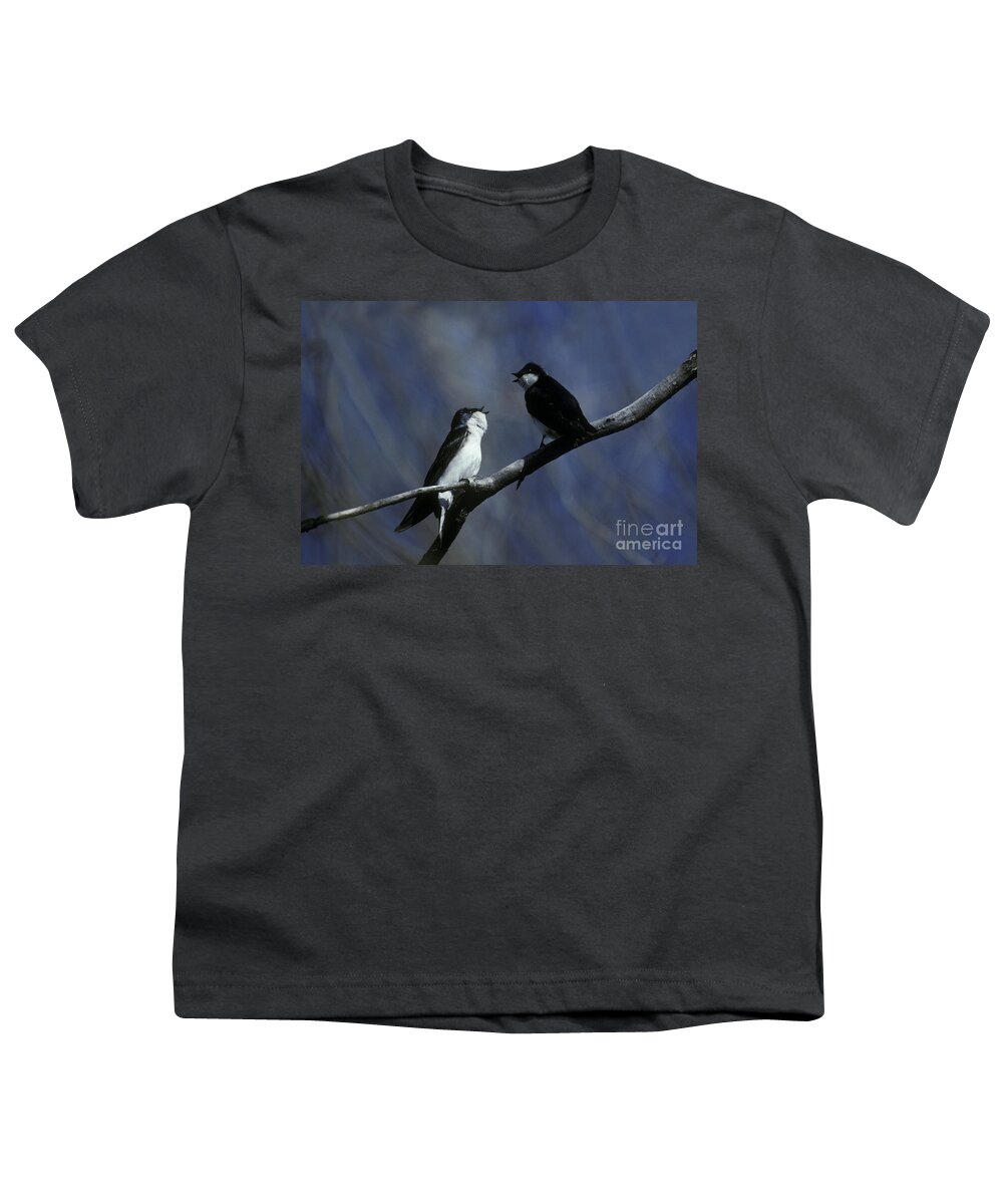 Tree Swallow Youth T-Shirt featuring the photograph Tree Swallows by Ron Sanford