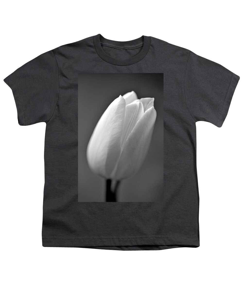 Flower Youth T-Shirt featuring the photograph Tulip in Black and White by Phyllis Meinke