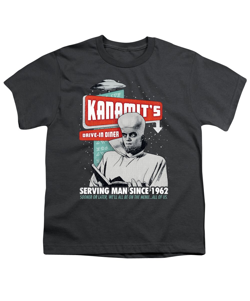 Retro Youth T-Shirt featuring the digital art Twilight Zone - Kanamits Diner by Brand A