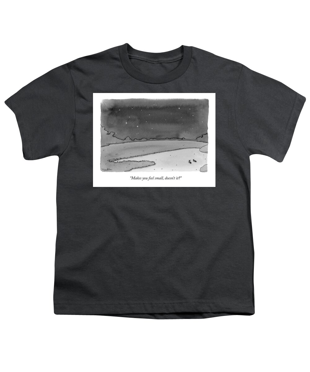 Makes You Feel Small Youth T-Shirt featuring the drawing Two Ants Gaze Up At The Stars by Charlie Hankin