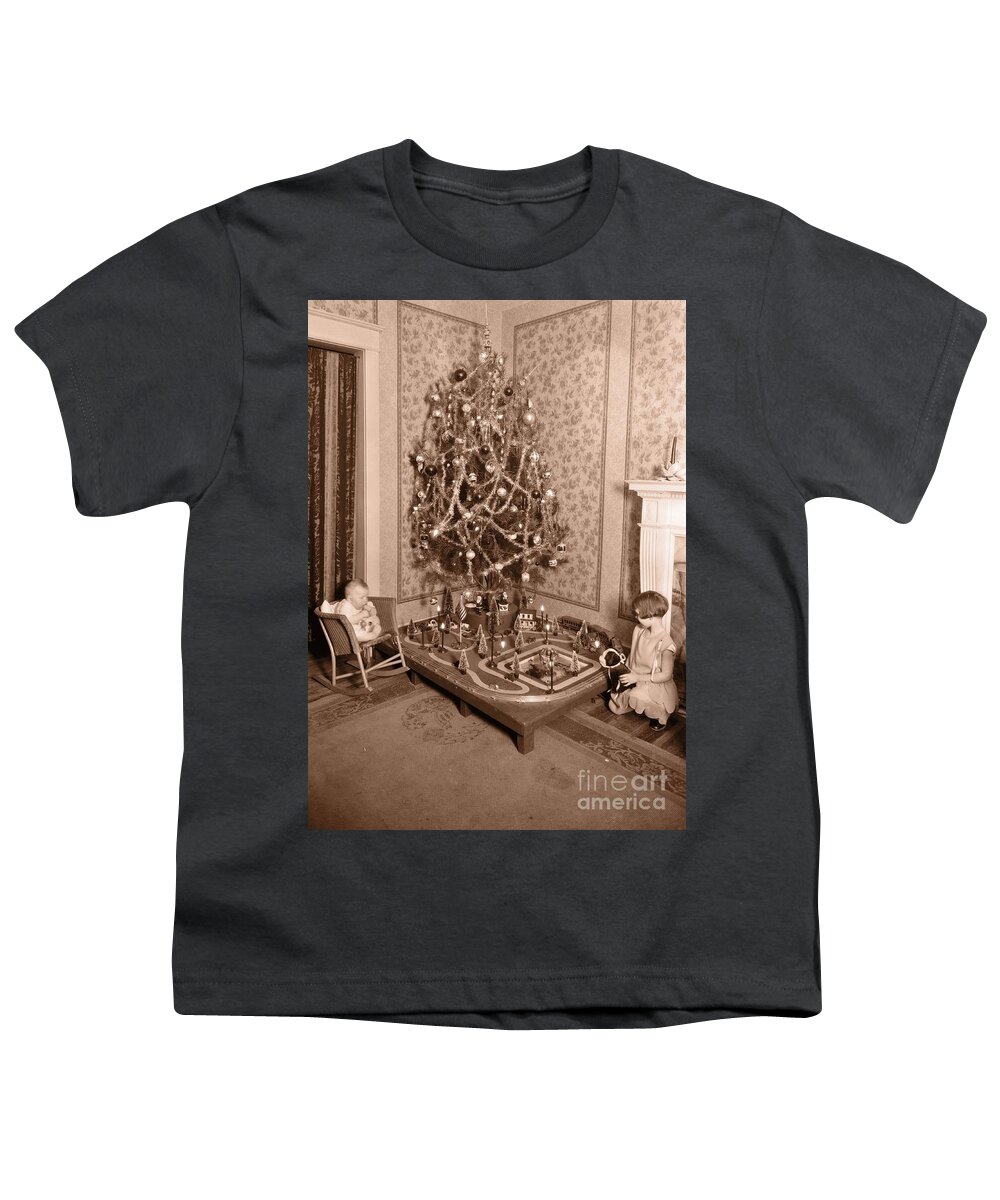 Vintage Youth T-Shirt featuring the photograph Vintage Christmas Tree Card by Edward Fielding