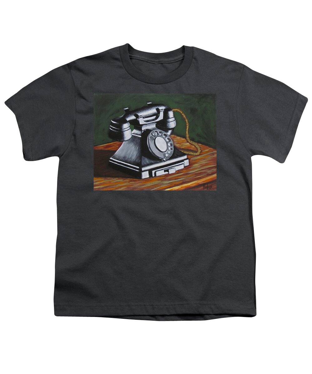 Phone Youth T-Shirt featuring the painting Vintage Phone 2 by Kevin Hughes