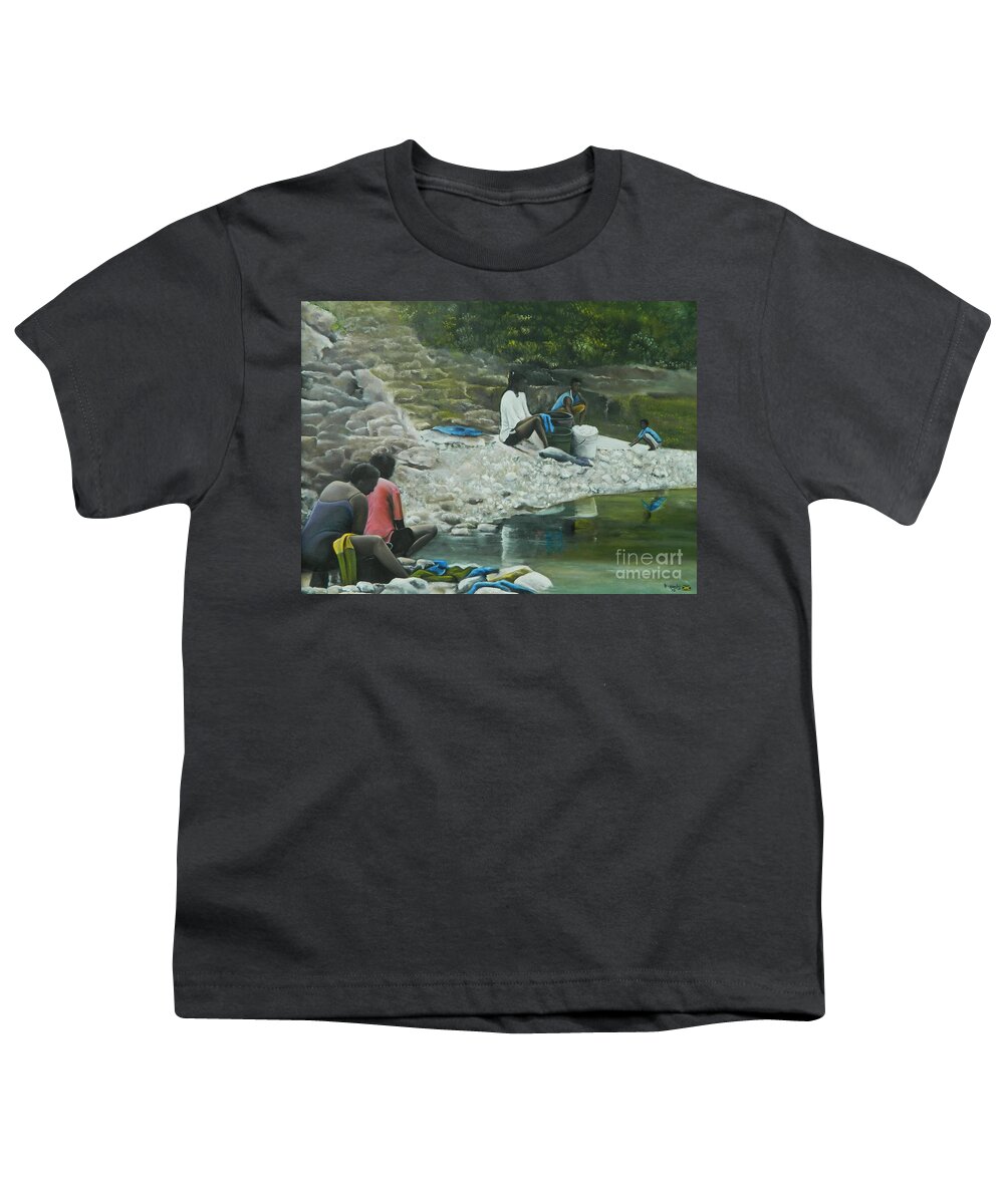 Water Youth T-Shirt featuring the painting Wash Day by Kenneth Harris