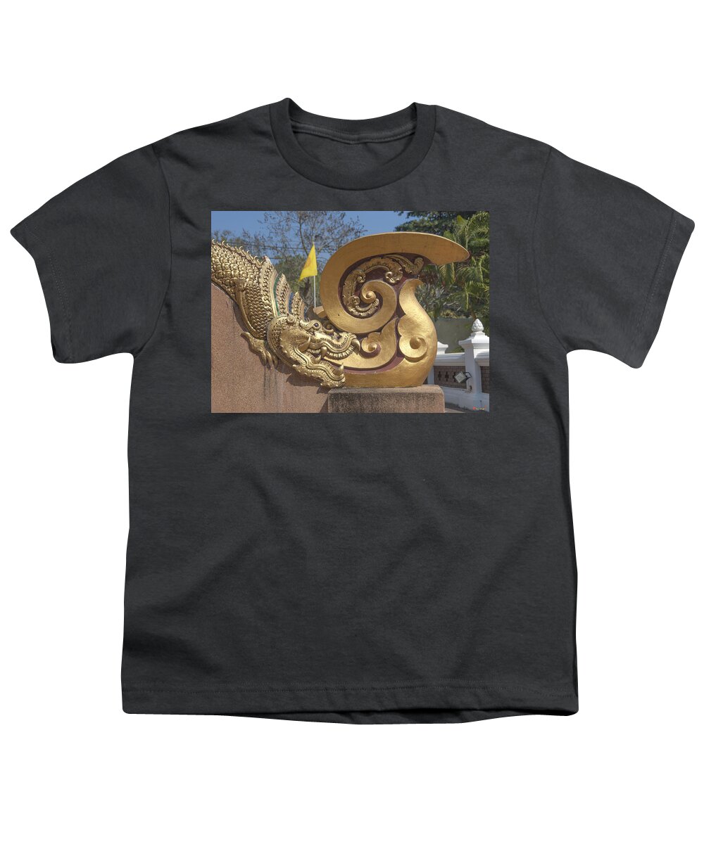Scenic Youth T-Shirt featuring the photograph Wat Chedi Liem Phra Ubosot Makara and Stylized Naga DTHCM0838 by Gerry Gantt