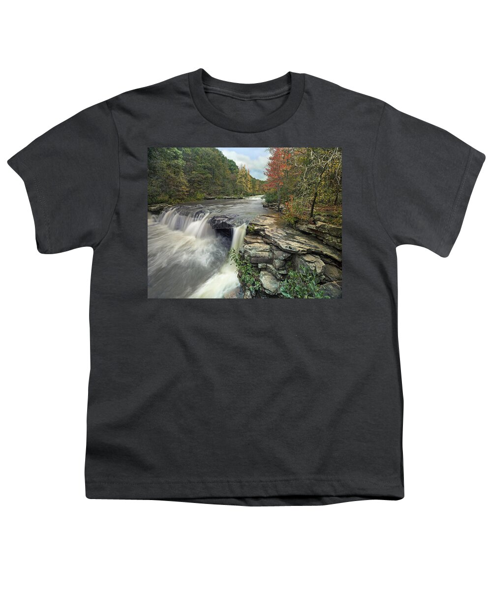 Tim Fitzharris Youth T-Shirt featuring the photograph Waterfall Mulberry River Arkansas by Tim Fitzharris