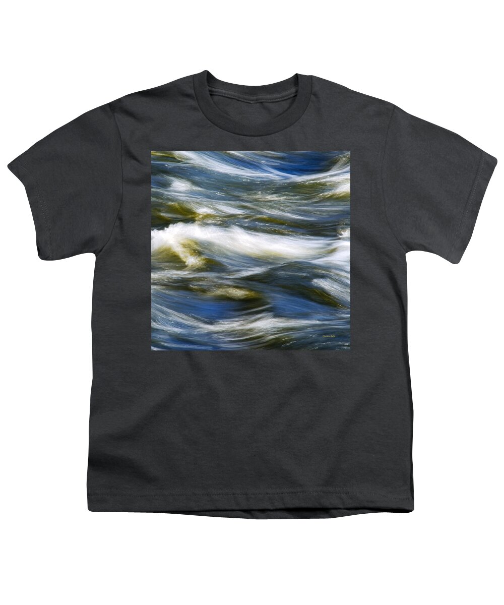 Waves Youth T-Shirt featuring the photograph Waves Abstract Square by Christina Rollo