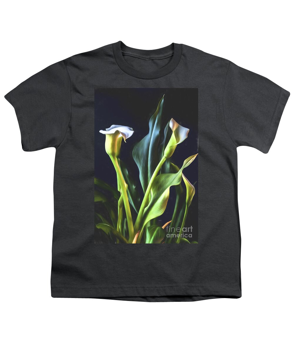Flower Youth T-Shirt featuring the photograph White Calla Lily Bouquet by Shirley Mangini