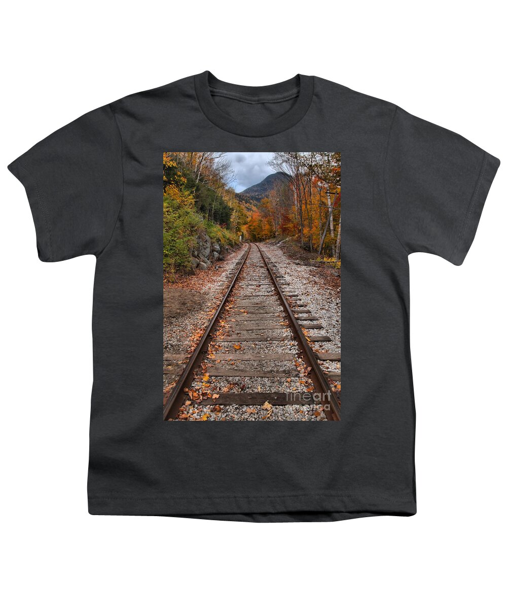 White Mountains Youth T-Shirt featuring the photograph White Mountains Railroad Tracks by Adam Jewell
