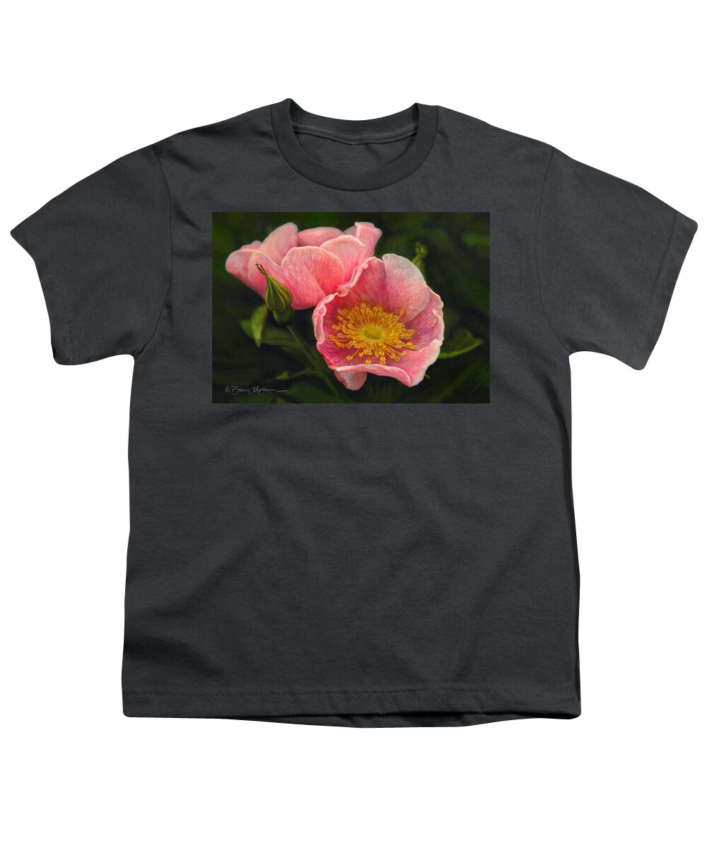 Flower Youth T-Shirt featuring the drawing Wild Rose by Bruce Morrison