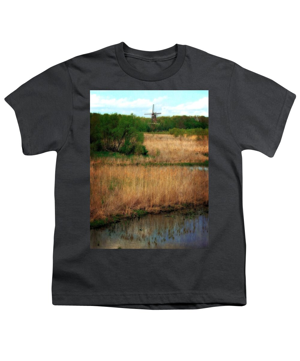 Windmill Island Youth T-Shirt featuring the photograph Window on the Waterfront DeZwaan Windmill by Michelle Calkins
