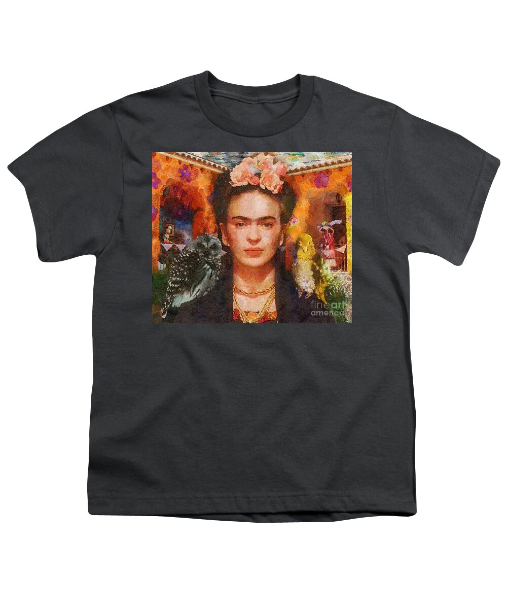 Wings Of Frida Youth T-Shirt featuring the painting Wings of Frida by Mo T