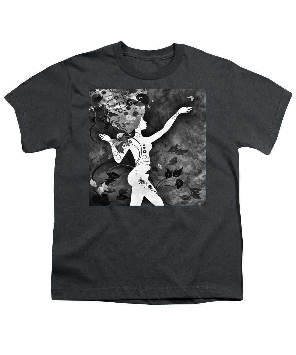 Amaze Youth T-Shirt featuring the digital art Wonderful BW by Angelina Tamez