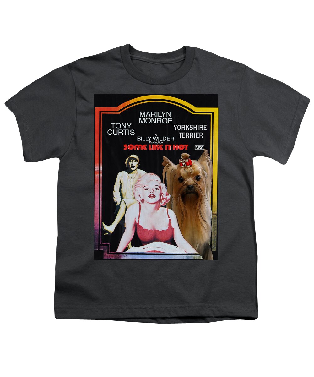 Yorkshire Terrier Youth T-Shirt featuring the painting Yorkshire Terrier Art Canvas Print - Some Like It Hot Movie Poster by Sandra Sij