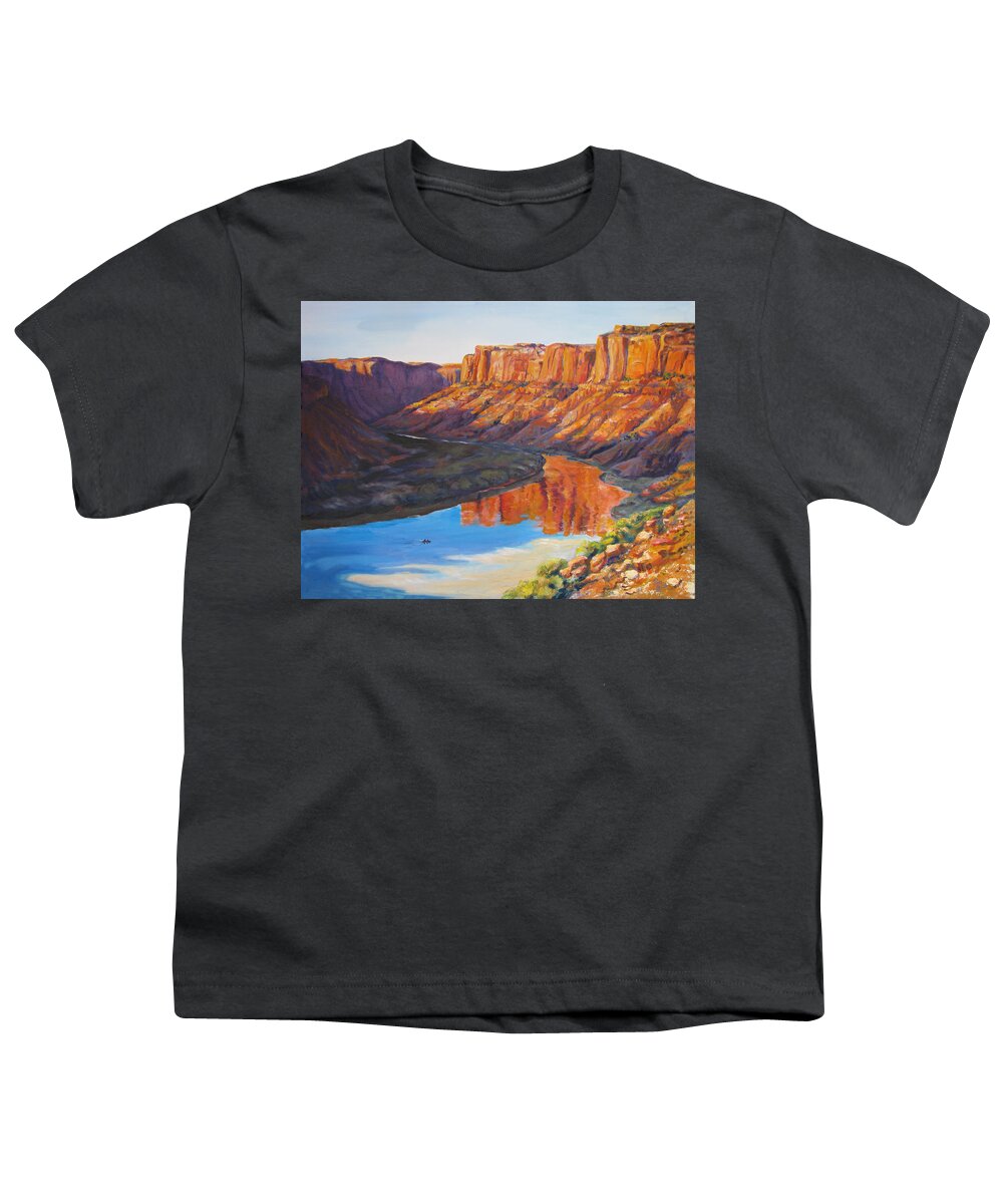 Evening Youth T-Shirt featuring the painting Evening Float Bowknot Bend by Page Holland