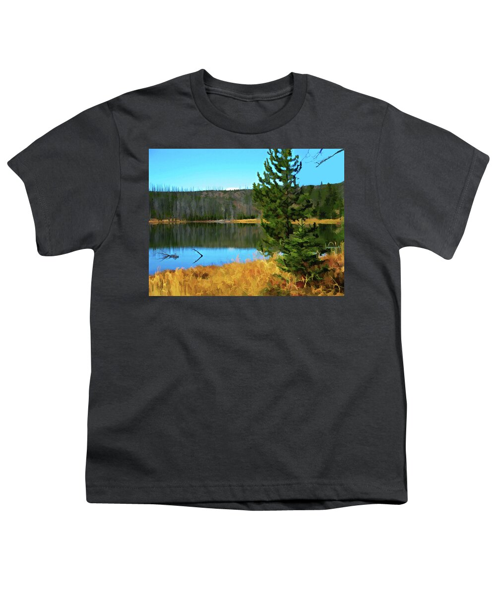 Pond Youth T-Shirt featuring the digital art On Golden Pond #1 by Gary Baird