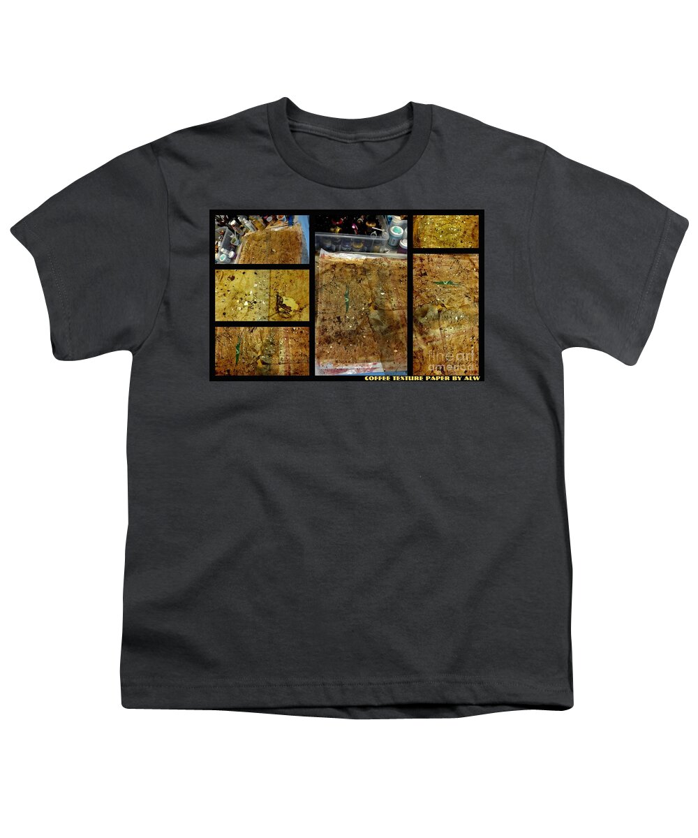 Studio Play Youth T-Shirt featuring the mixed media 2012 Studio Play-Coffee Mica Texture Paper by Angela L Walker