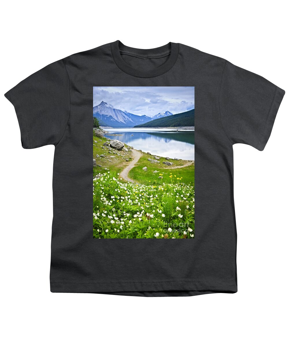 Jasper Youth T-Shirt featuring the photograph Mountain lake in Jasper National Park 3 by Elena Elisseeva