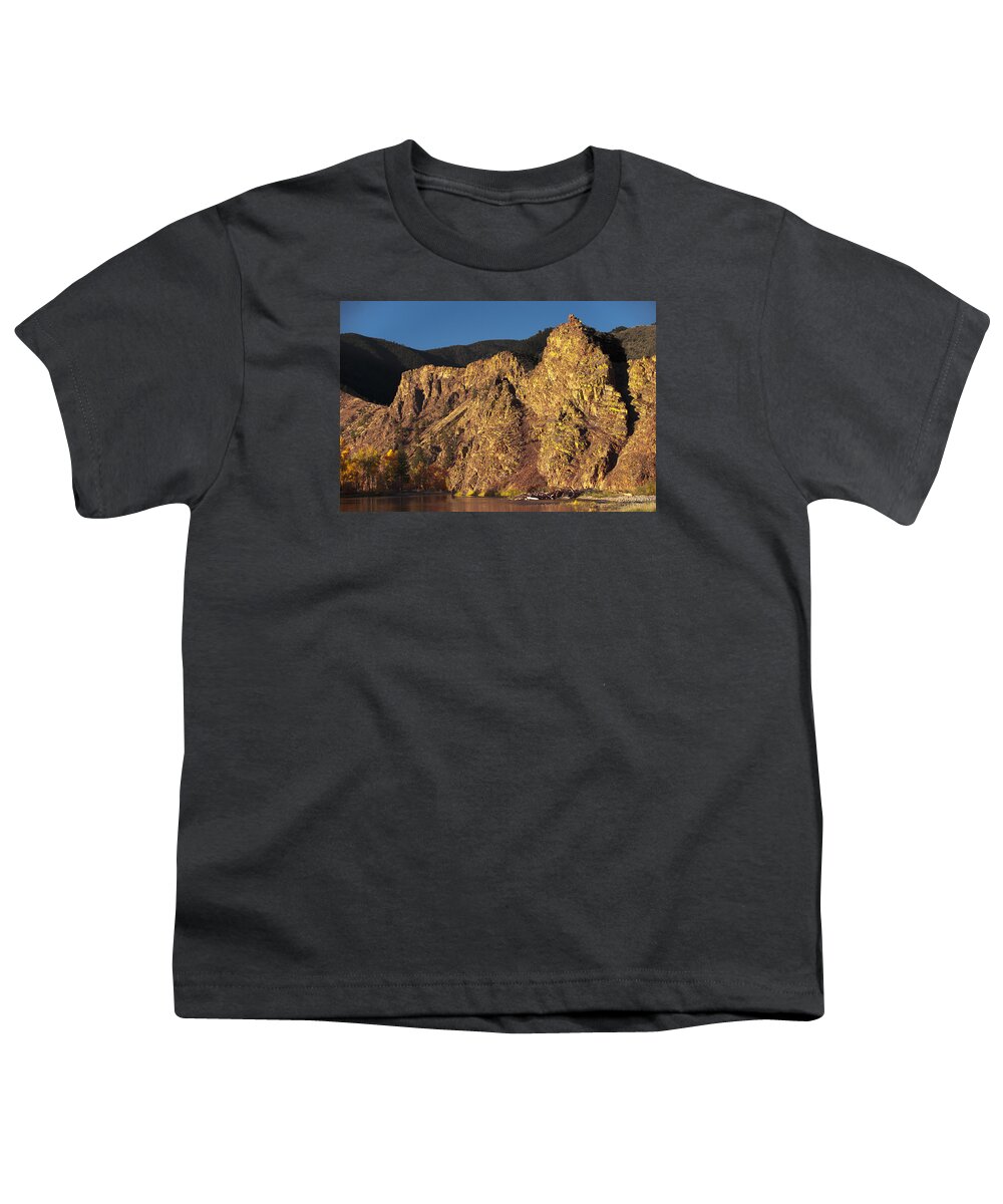 Cliff Youth T-Shirt featuring the photograph Cliff face North of Salmon ID by Grant Groberg
