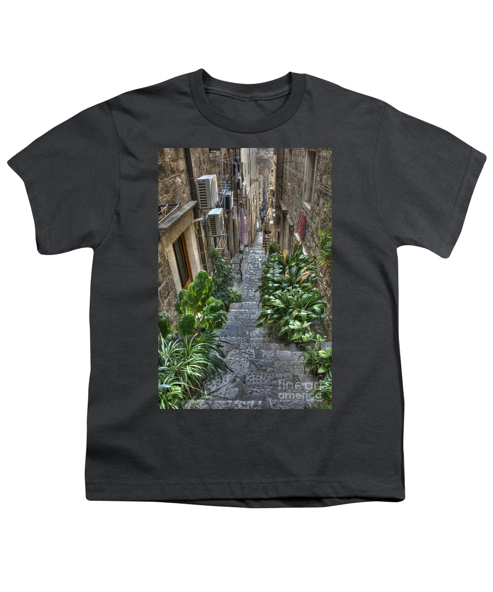 Color Youth T-Shirt featuring the photograph Dubrovnik Stairway by Crystal Nederman