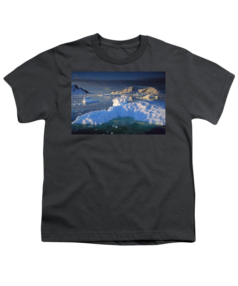 Hhh Youth T-Shirt featuring the photograph Evening Light On Ice Floes And Peaks by Colin Monteath