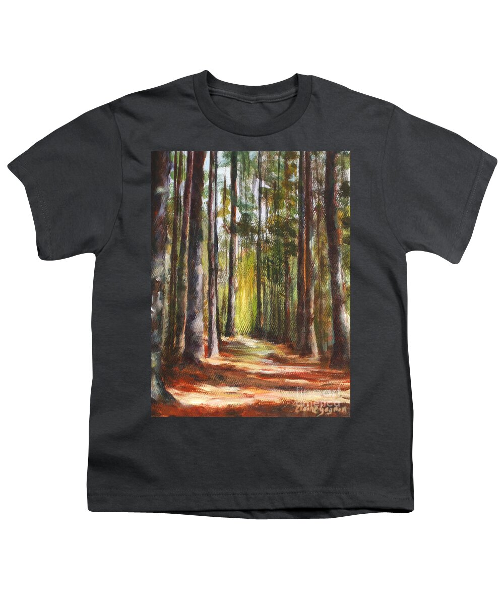 Acrylic Youth T-Shirt featuring the painting Great Brook Farm Summer Path by Claire Gagnon