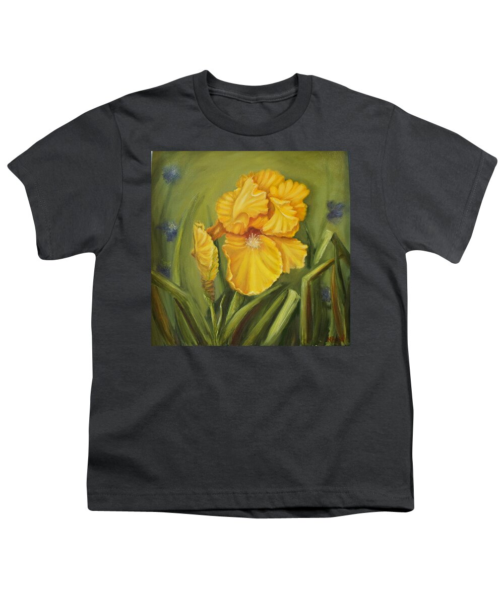 Yellow Youth T-Shirt featuring the painting Iris by Marlyn Boyd